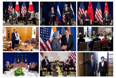 Barack Obama attending bilateral meetings, November 2011