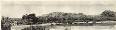 Panoramic view of village, Mailu Island, Papua, 1933