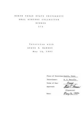 Oral History Interview with Steve P. Warren, May 16, 1982