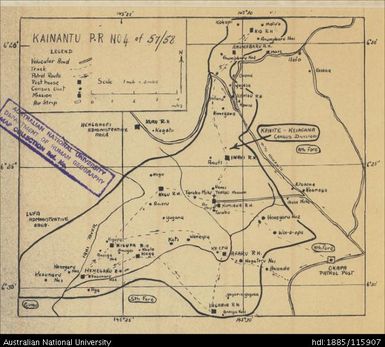 Papua New Guinea, Eastern Highlands, Kanite-Keiagana Census Division,  Kainantu Patrol Report No. 4 of 57-58, 1958, 1:126 720