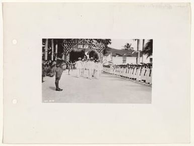 Secretary of War George H. Dern reviewing formation at the Plaza, Guam