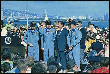 President Richard M. Nixon with the Apollo 13 Astronauts