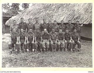 TOROKINA, BOUGAINVILLE, 1945-10-15. THE 2/70 LIGHT AID DETACHMENT SECTION ATTACHED 2/11 FIELD REGIMENT. (FOR IDENTIFICATION OF 19 NAMED PERSONNEL REFER TO PROVISIONAL CAPTION OR NAME INDEX.)