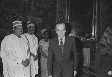 President of Republic Sandro Pertini receives His Excellency Bukar Shaib, new Ambassador of Federal Republic of Nigeria, His Excellence Satya Nand Nandan, new Ambassador of Fiji Islands and His Excellence Gabriel Canadas Nouvilas, new Ambassador of Spain for the presentation of Credit Letters