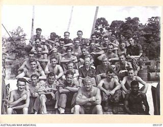 Personnel of the Northern Detachment of 42nd Landing Craft Company, which participated in the evacuation of Porton Plantation. A few members were absent on duty. The detachment lost 4 killed, 7 ..