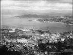 Overlooking Wellington city, wharves, and harbour