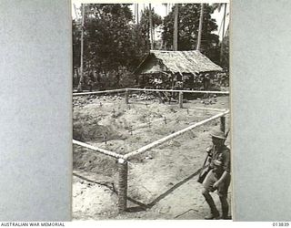 1942-12-14. PAPUA - GONA. THIS IS THE BURIAL PLACE OF AUSTRALIANS WHO DIED IN THE FIGHTING FOR GONA VILLAGE. (NEGATIVE BY G. SILK)