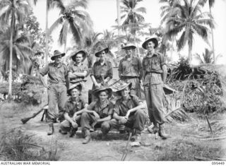 Karapia, New Guinea. 1945-08-17. Group photograph of members of No 3 Section, 16 Platoon, D Company, 2/7th Australian Infantry Battalion, AIF