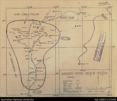 Papua New Guinea, Eastern Highlands, Kainantu Patrol Report No. 9 of 57-58, 1958, 1:126 720