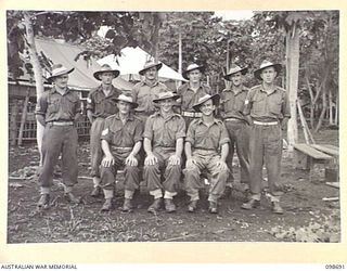 RABAUL, NEW BRITAIN. 1945-11-07. NON COMMISSIONED OFFICERS OF HEADQUARTERS ROYAL AUSTRALIAN ENGINEERS AT HEADQUARTERS 11 DIVISION