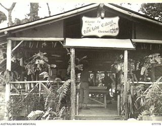 LAE BASE AREA, NEW GUINEA. 1944-12-29. "PALM LODGE CABARET" THE RECREATION HUT OF THE 1 FORTRESS SIGNALS SECTION