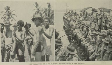 New Zealanders at a Fijian picnic: soldiers enjoy a day off-duty