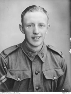Studio portrait of VX23976 Corporal (Cpl) Norman Edward White, 2/22 Battalion, of Victoria. Cpl White enlisted on 12 June 1940 and served in New Britain. Following the Japanese invasion of January ..