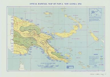 Annual rainfall map, Territory of Papua and New Guinea (Recto 1974)