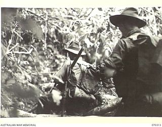 MALALAMAI, YAGOMAI, NEW GUINEA, 1944-02-09. MEMBERS OF "D" COMPANY 30TH INFANTRTY BATTALION, ON THE MARCH BETWEEN ROINJI (2) AND YAGOMAI, OVER A TRAIL OF MUDDY SWAMPS, KUNAI GRASS AND INNUMERABLE ..