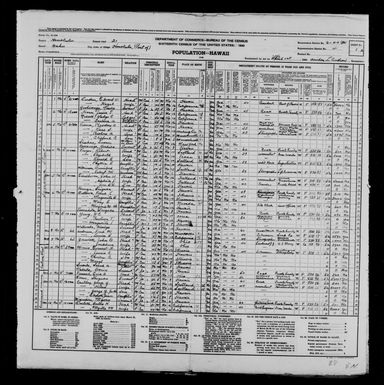 1940 Census Population Schedules - Hawaii - Honolulu County - ED 2-44