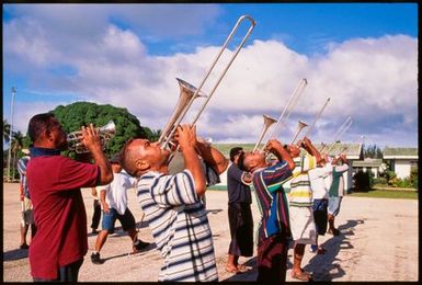 Brass band rehearsing, Tonga