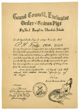 [Certificate of Membership of the Order of Guinea Pigs, July 1, 1946]