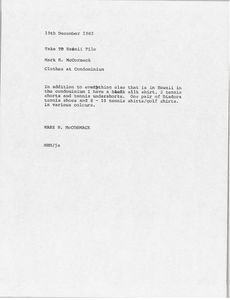 Memorandum from Mark H. McCormack to Hawaii file