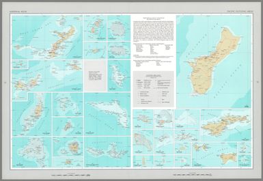 Pacific outlying areas : 1. Okinawaw-Guntō -- 2. Sakishima-Guntō -- 3. Yonaguni-Jima -- 4. Saipan and Tinian -- 5. Rota -- 6. Eniwetok Atoll -- 7. Bikini Atoll -- 8. Jaluit Atoll -- 9. Palau Islands -- 10. Truk Islands -- 11. Ulithi Atoll -- 12. Yap Islands -- 13. Senyavin Islands -- 14. Kusaie -- 15. Kwajalein Atoll -- 16. Majuro and Arno Atolls -- 17. Guam -- 18. Wake Island -- 19. Canton Island -- 20. Enderbury Island -- 21. Midway Islands -- 22. Johnston Atoll -- 23. Howland Island -- 24. Kingman Reef -- 25. Palmyra Atoll -- 26. Jarvis Island -- 27. Baker Island -- 28. Tutuila Island -- 29. Manua Islands -- 30. Swains Island -- 31. Rose and Sand Islands.