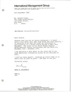 Letter from Mark H. McCormack to Donald Trump