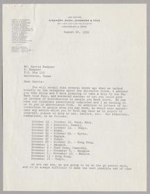[Letter from Harris K. Weston to Harris L. Kempner, August 20, 1959]