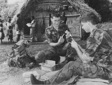 Army; exercise Vanmed89, against yaws in Vanuatu; Private Wayne Jones, craftsman Tig Williams.