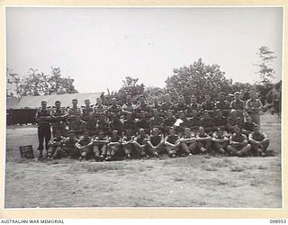 TOROKINA, BOUGAINVILLE. 1945-11-21. MEMBERS OF 12 BATTERY, E TROOP, 4 FIELD REGIMENT. THE REGIMENT SERVED WITH DISTINCTION IN THE RECENT BOUGAINVILLE CAMPAIGN