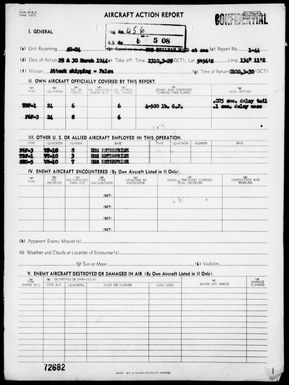 COMAIRGR 24 - ACA Reps #1-44 Thru 7-44 - 3/29/44 to 4/1/44, Action Against Palau Is and Woleai Atoll