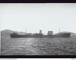 PORT MORESBY, PAPUA. 1941-12-30. STARBOARD SIDE VIEW OF THE NORWEGIAN MOTOR CARGO VESSEL HOEGH SILVERSTAR. (NAVAL HISTORICAL COLLECTION)