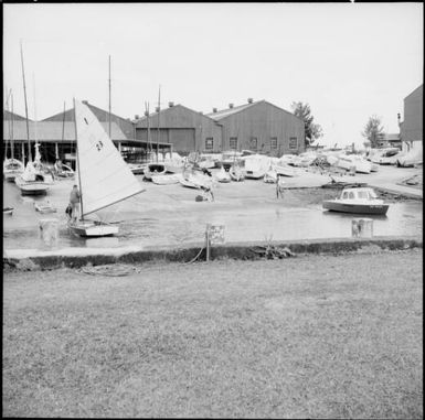 Sailing boats near Royal Suva Yacht Club, Suva, Fiji, 1966 / Michael Terry