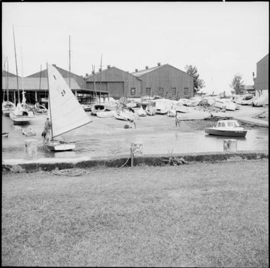 Sailing boats near Royal Suva Yacht Club, Suva, Fiji, 1966 / Michael Terry