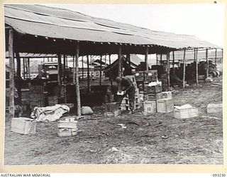 WEWAK AREA, NEW GUINEA, 1945-06-16. A GENERAL VIEW OF THE FIELD MAINTENANCE CENTRE, (ASSISTANT DIRECTOR OF ORDNANCE SERVICE DUMP), HQ 6 DIVISION