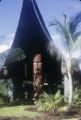 French Polynesia, wood carved sculpture at entrance of resort on Bora Bora