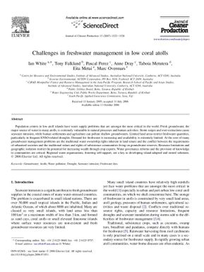 Challenges in freshwater management in low coral atolls.