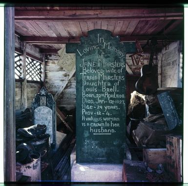 Memorial for Jane Marsters, Palmerston Island.