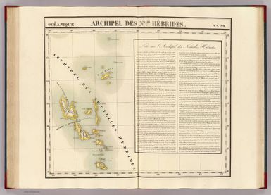 Archipel des Nlles. Hebrides. Oceanique no. 39. (Dresse par Ph. Vandermaelen, lithographie par H. Ode. Sixieme partie. - Oceanique. Bruxelles. 1827)