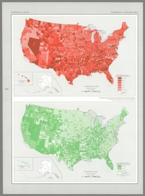 Marriage rate : 1960 / compiled from U. S. Bureau of the Census, Census of population: 1960, v. I, individual State reports, Washington, U. S. Govt. Print. Off., 1961, table 28, and U. S. Public Health Service, Vital statistics of the United States, v. III, Washington, U. S. Govt. Print. Off., 1964, tables 5-1 -- Divorce rate : 1960.