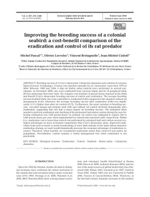Improving the breeding success of a colonial seabird: a cost-benefit comparison of the eradication and control of its rat predator