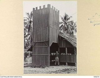 LAE AREA, NEW GUINEA. 1945-09-09. THE EXTERIOR OF THE NEW BUSU ROAD CHAPEL IN 19 LINE OF COMMUNICATION SIGNALS AREA