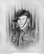 Studio portrait of  Private Vasil (Basil) Albert 'Babe' Lucas who enlisted on 20 June 1940, aged 15, with the service number NX33033. Pte Lucas had put his age up to enllist. He was discharged on ..