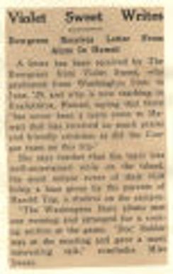Violet Sweet writes Washington State College. Alumni. Employment. General. 1930-01-22