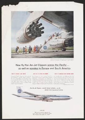 Now fly Pan Am Jet Clippers across the Pacific...as well as to Europe...and to South America