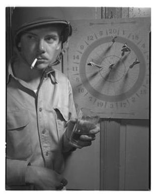 [Negative of Soldier Smoking by Dart Board, #2]