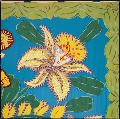 Tivaevae tataura, cattleya orchid pattern, by Parau Taruia (detail)