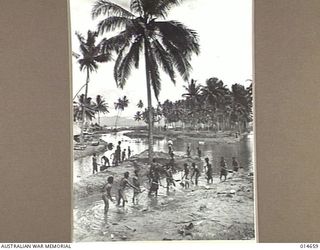 1943-04-14. NEW GUINEA. MOSQUITO CONTROL. FIVE HUNDRED ACRES OF WATER-LOGGED GROUND WILL BE DRAINED BY THIS CHANNEL. FIFTY NATIVE BOYS WILL COMPLETE THE WORK IN SIX WEEKS. IN 1942-12, MALARIA ..