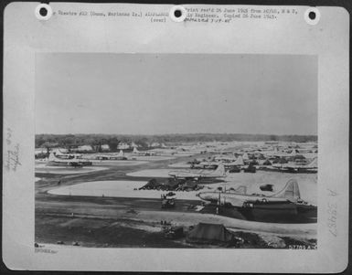 A Portion Of The Network Of Taxiways And Dispersal Areas To Accomadate B-29 Superfortresses On Guam. Ground Facilities Needed For These Huge Bombers Require Remodeling The Contours Of Thousands Of Acres. From The Landing Of The Aviation Engineers On The (U.S. Air Force Number 57789AC)