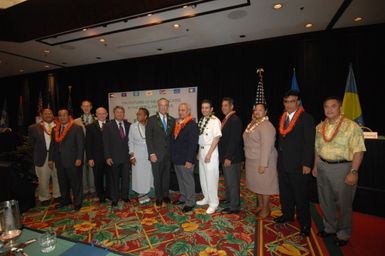 [Assignment: 48-DPA-09-29-08_SOI_K_Isl_Conf_Group] Group photos: participants in the Insular Areas Health Summit [("The Future of Health Care in the Insular Areas: A Leaders Summit") at the Marriott Hotel in] Honolulu, Hawaii, where Interior Secretary Dirk Kempthorne [joined senior federal health officials and leaders of the U.S. territories and freely associated states to discuss strategies and initiatives for advancing health care in those communinties [48-DPA-09-29-08_SOI_K_Isl_Conf_Group_DOI_0502.JPG]