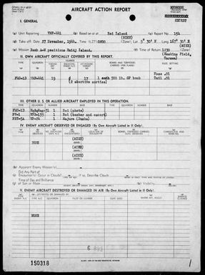 VMF-441 - ACA Reports Nos 154-156 - Air operations against Nauru & the Marhsall Islands, 11/27-29/44