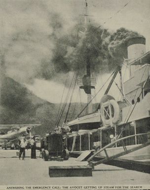 USS Avocet prepares to leave the wharf at Pago Pago in search of the Samoan Clipper